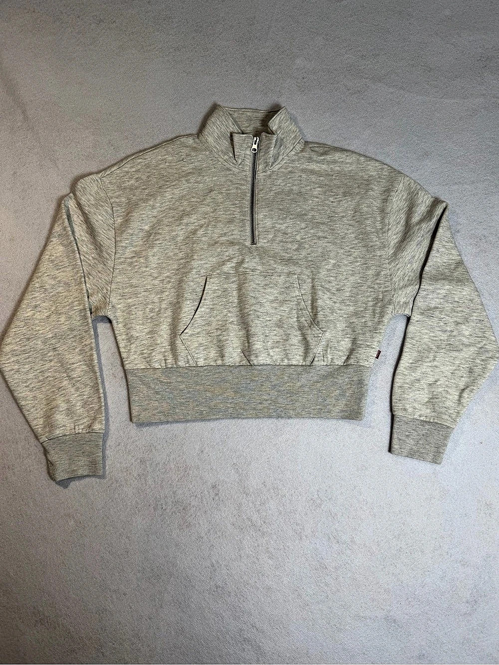 Levi's Sara Quarter-Zip Top Cropped Pullover Gray Medium